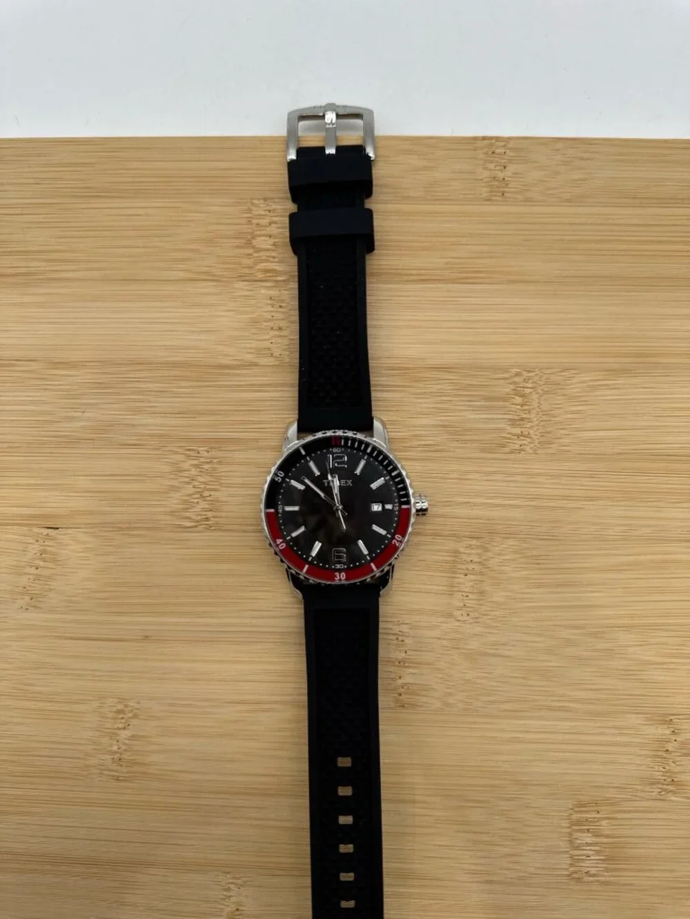 Timex Men's Dress 41mm Watch Black Silicone Black Dial Stainless Steel TW2W60600